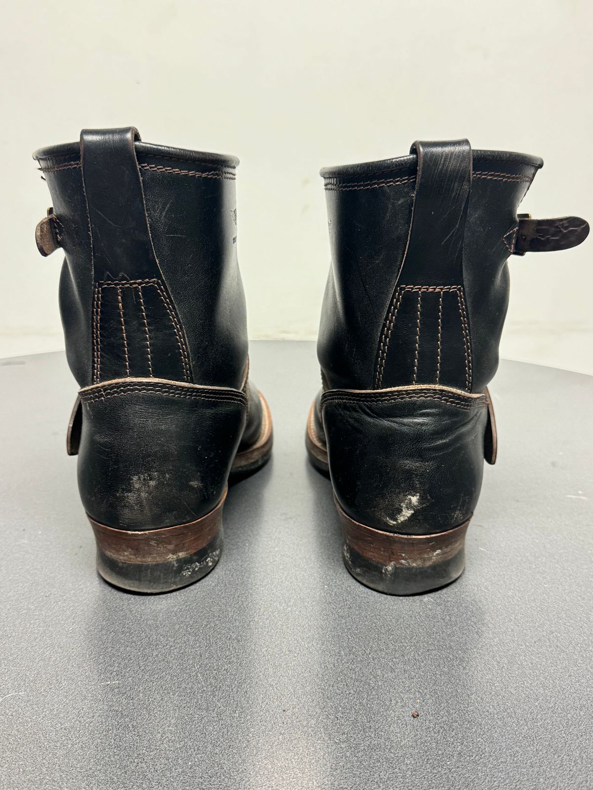 Photo by jimtigerbelly on January 5, 2024 of the The Flat Head Engineer Boots in Black Japanese Cordovan Horsehide.