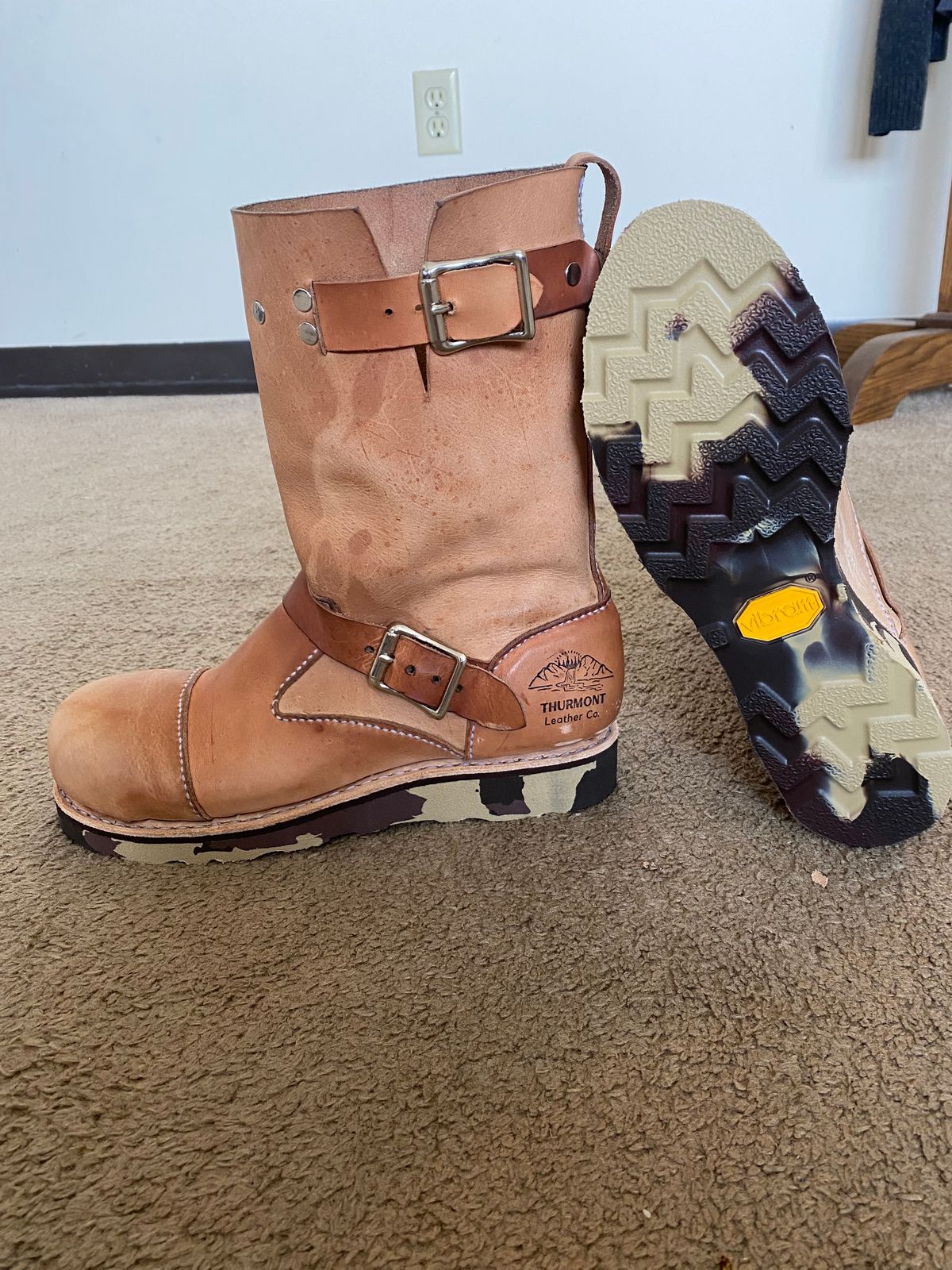 Photo by thurmontleatherco on July 22, 2023 of the Thurmont Leather Company Munson Engineer in Unknown Natural Veg Tan.