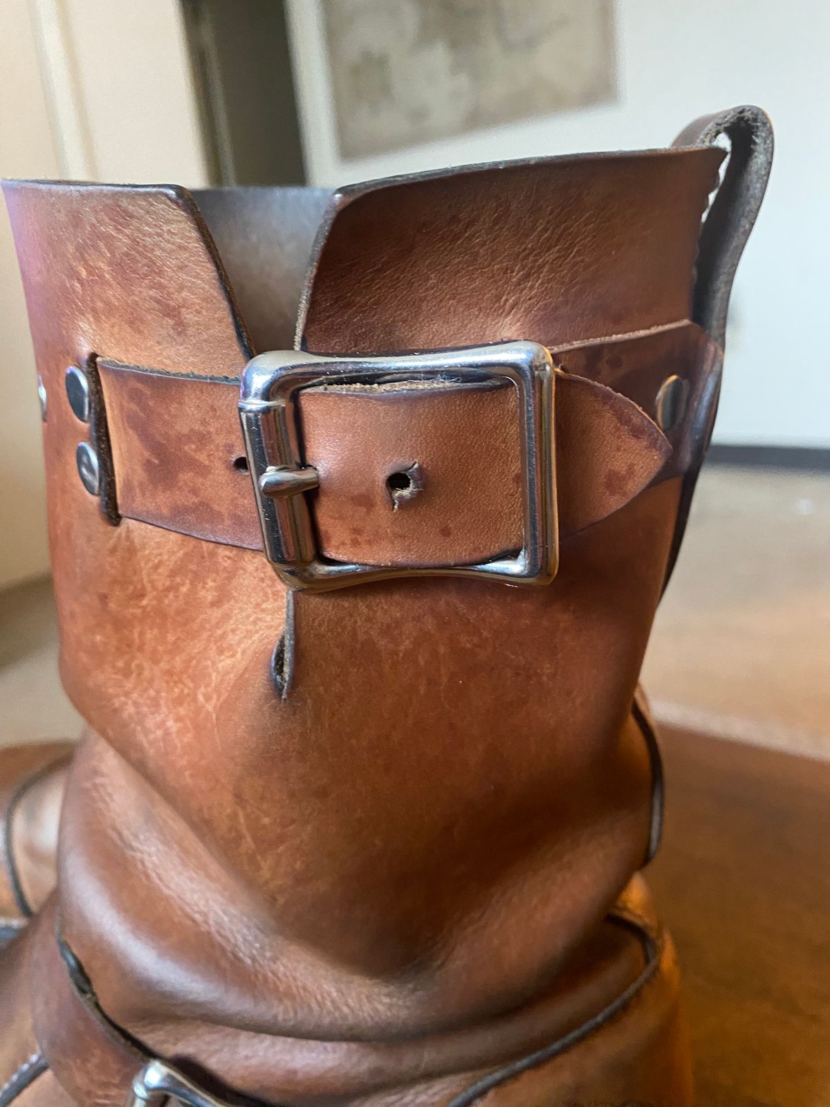 Photo by thurmontleatherco on February 22, 2024 of the Thurmont Leather Company Munson Engineer in Unknown Natural Veg Tan.