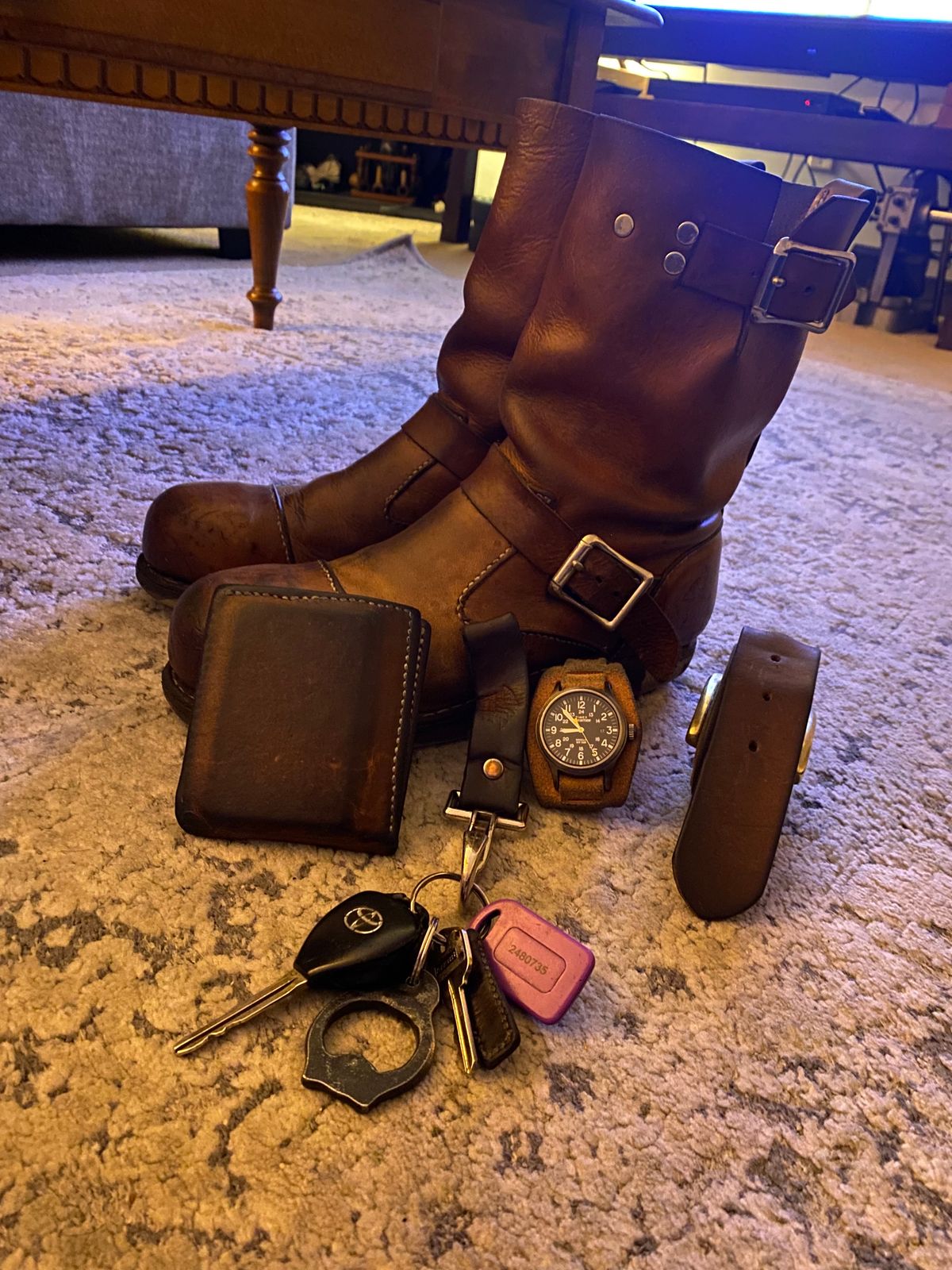 Photo by thurmontleatherco on March 18, 2024 of the Thurmont Leather Company Munson Engineer in Unknown Natural Veg Tan.