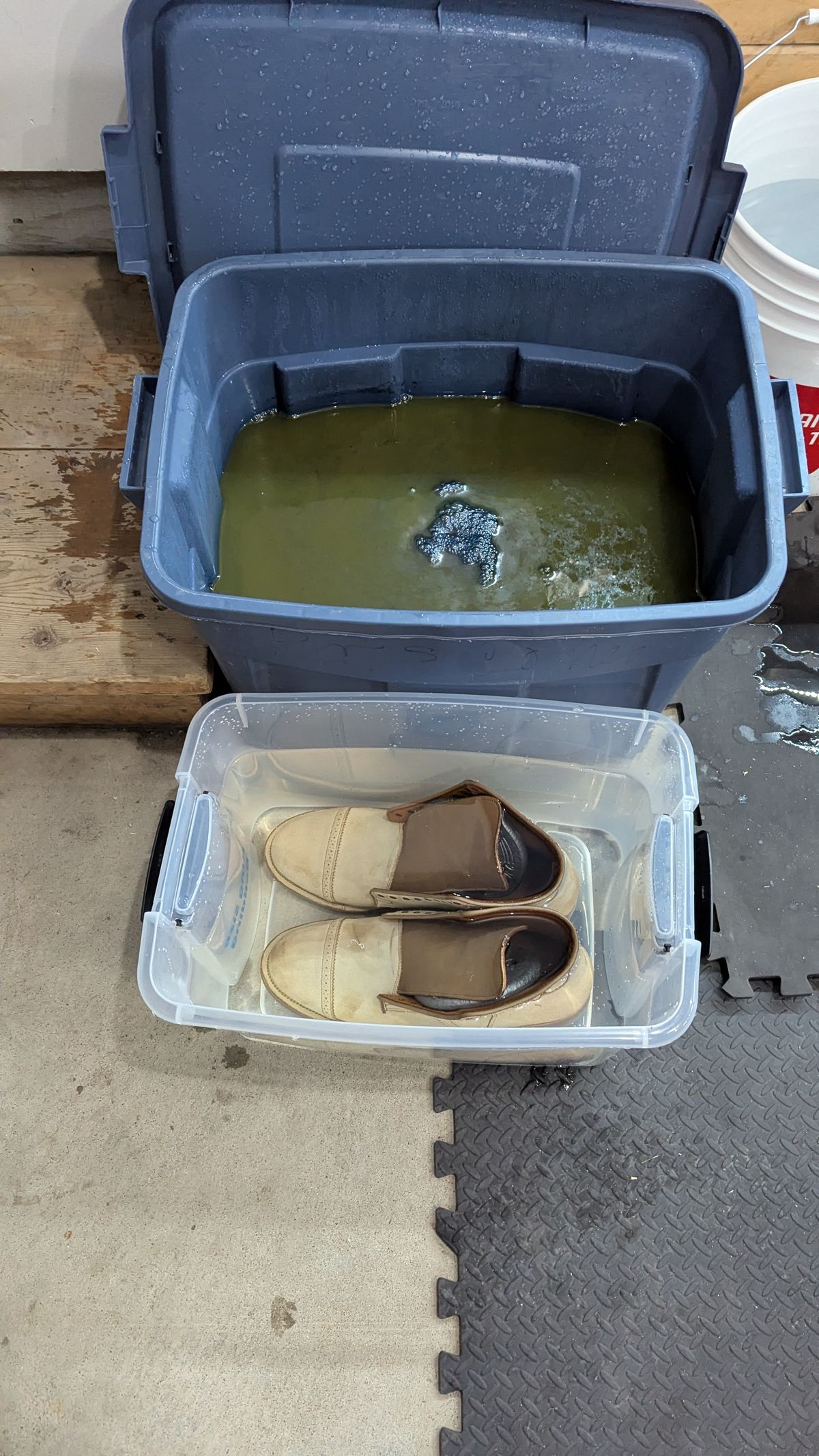 Photo by deiru on August 18, 2025 of the Viberg Service Boot in C.F. Stead Milkshake Calf Suede & indigo dyed C.F. Stead Milkshake suede.