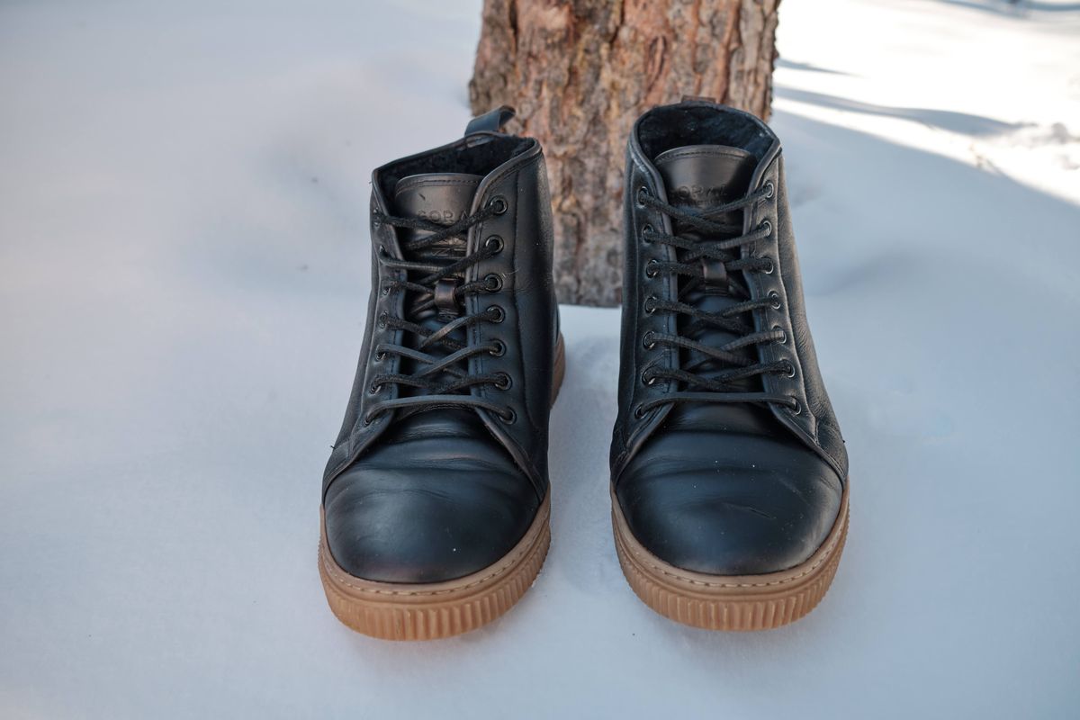 Photo by deiru on March 5, 2024 of the Goral x Rose Anvil Muggs in Irish sheepskin.