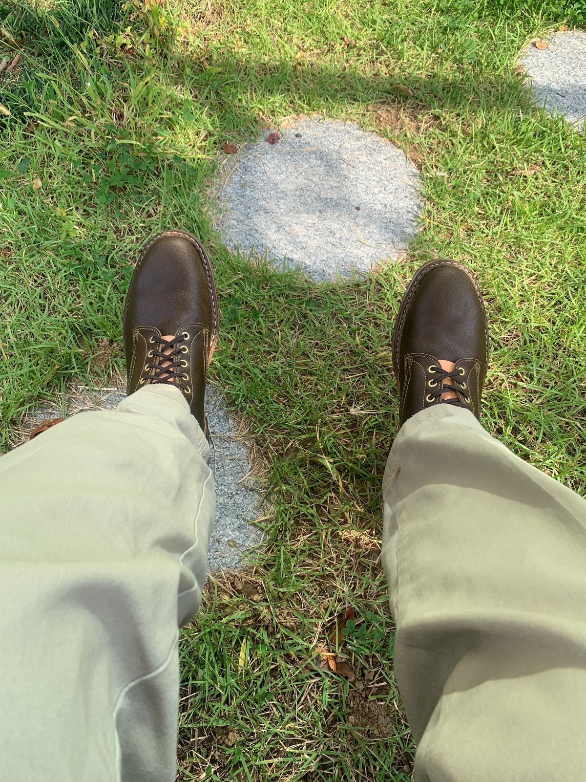 Photo by eggieman on October 4, 2023 of the White's MP-Sherman Plain Toe in Horween Olive Waxed Flesh.