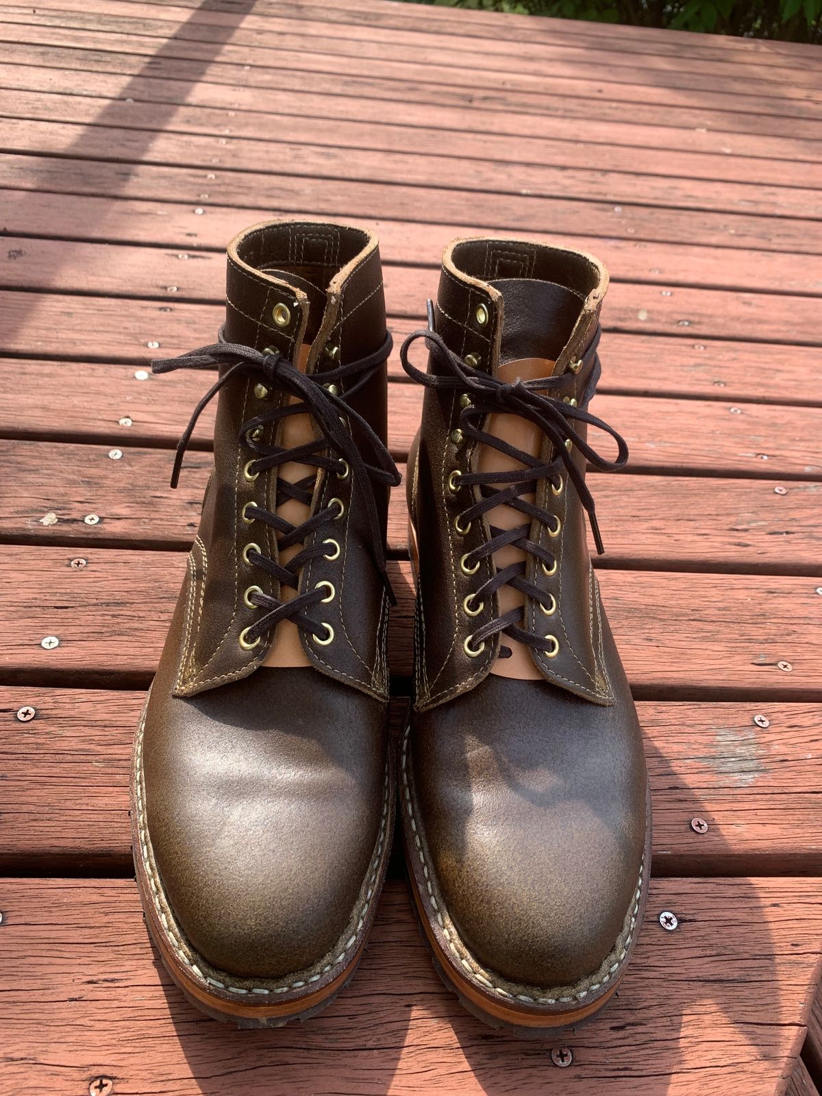 Photo by eggieman on October 4, 2023 of the White's MP-Sherman Plain Toe in Horween Olive Waxed Flesh.
