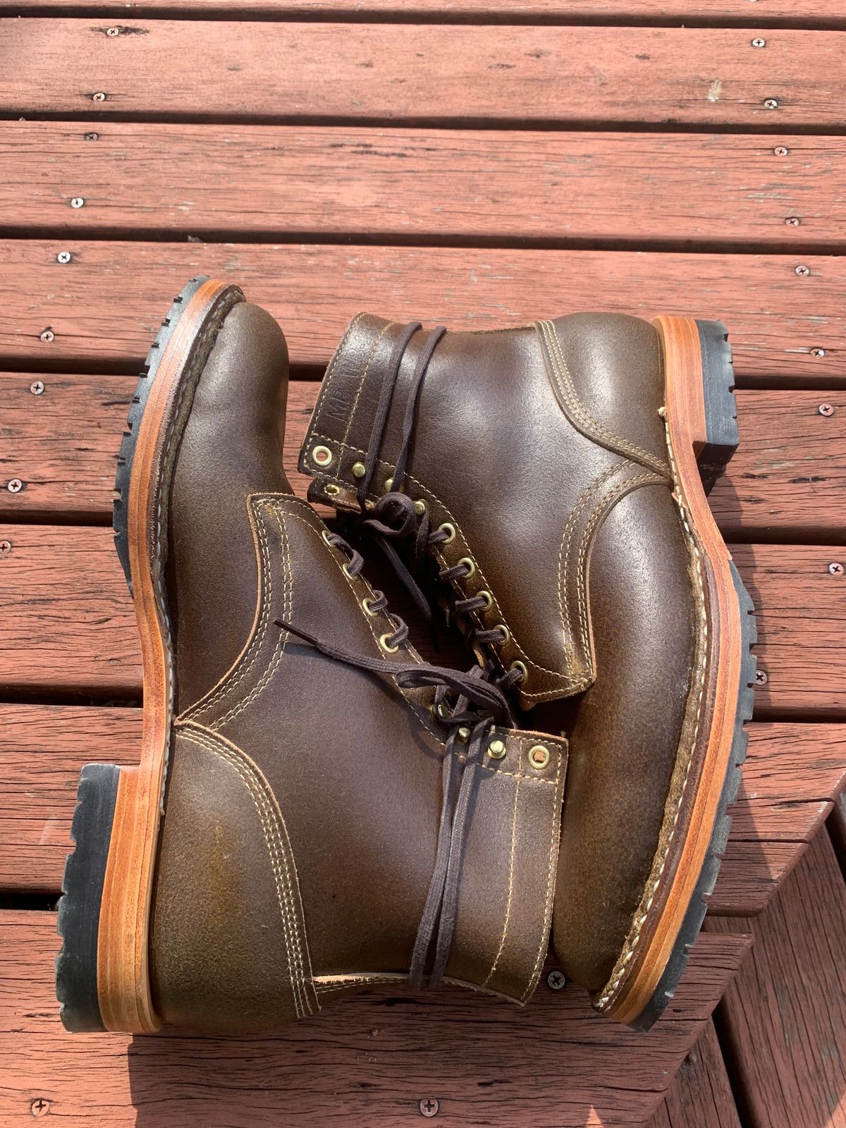 Photo by eggieman on October 4, 2023 of the White's MP-Sherman Plain Toe in Horween Olive Waxed Flesh.