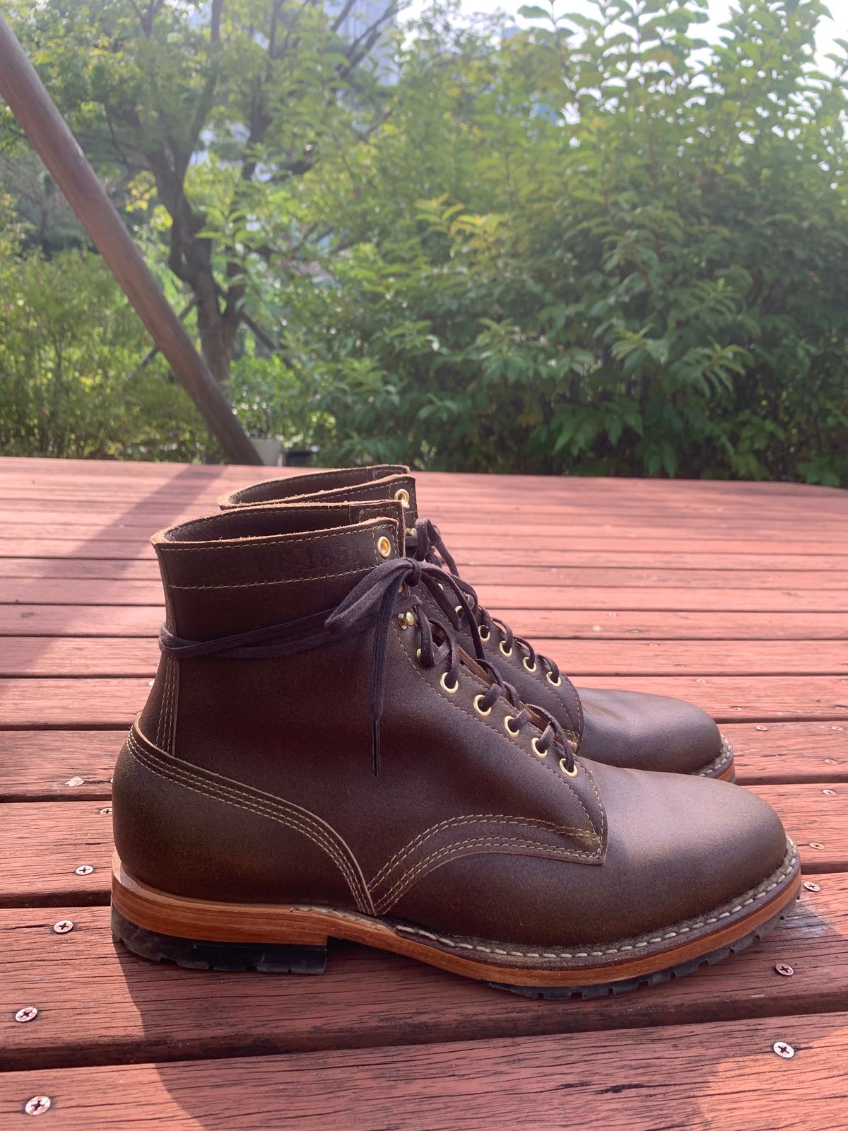 Photo by eggieman on October 4, 2023 of the White's MP-Sherman Plain Toe in Horween Olive Waxed Flesh.