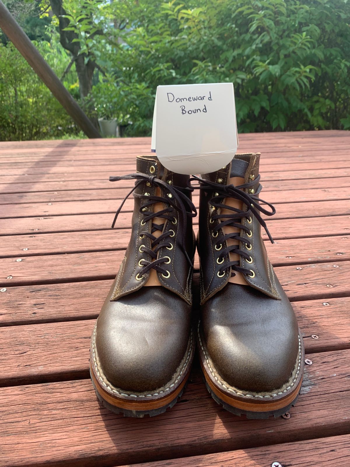 Photo by eggieman on October 4, 2023 of the White's MP-Sherman Plain Toe in Horween Olive Waxed Flesh.