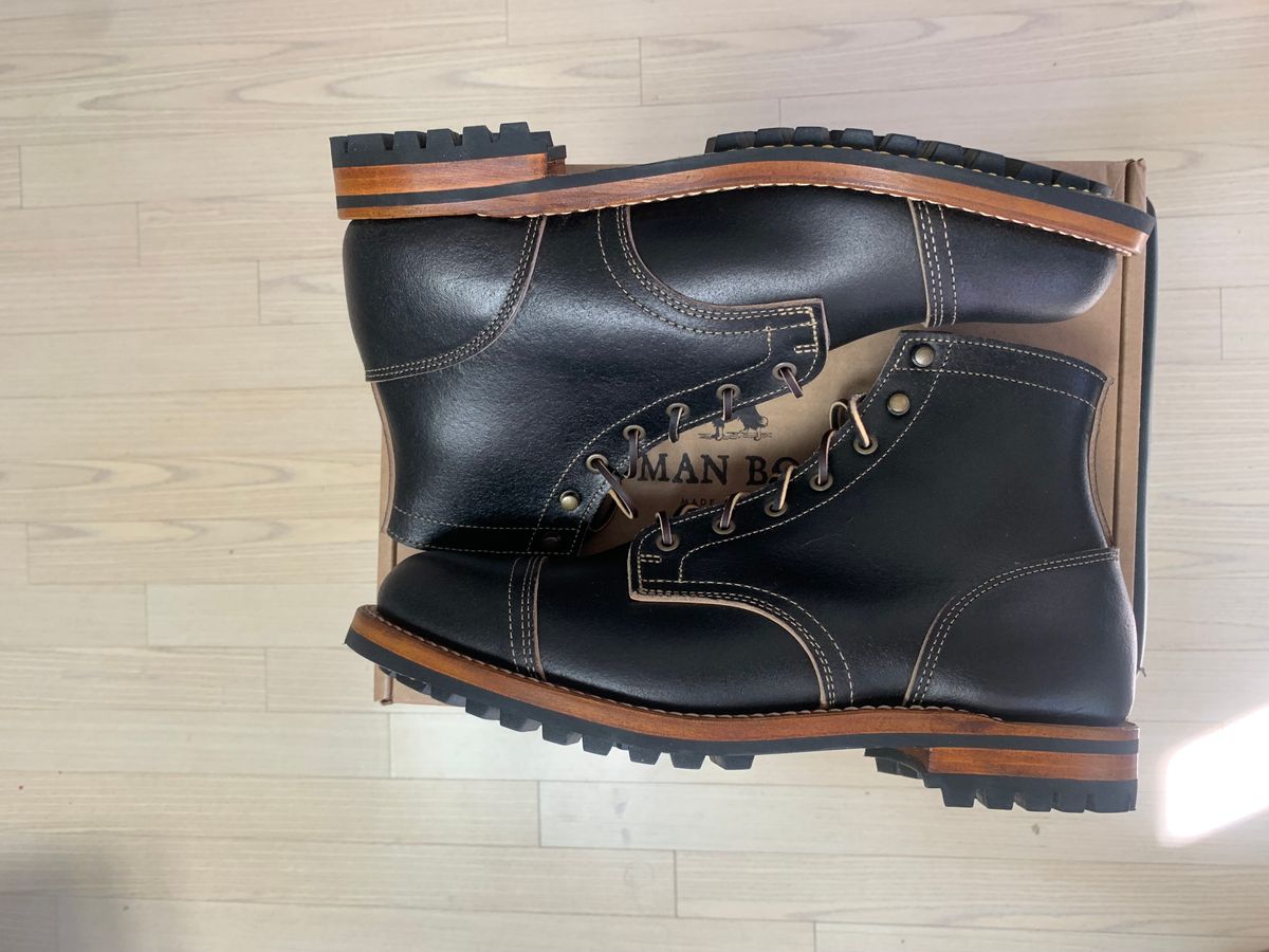 Photo by eggieman on October 2, 2024 of the Truman Cap Toe Boot in Horween Black Waxed Flesh.