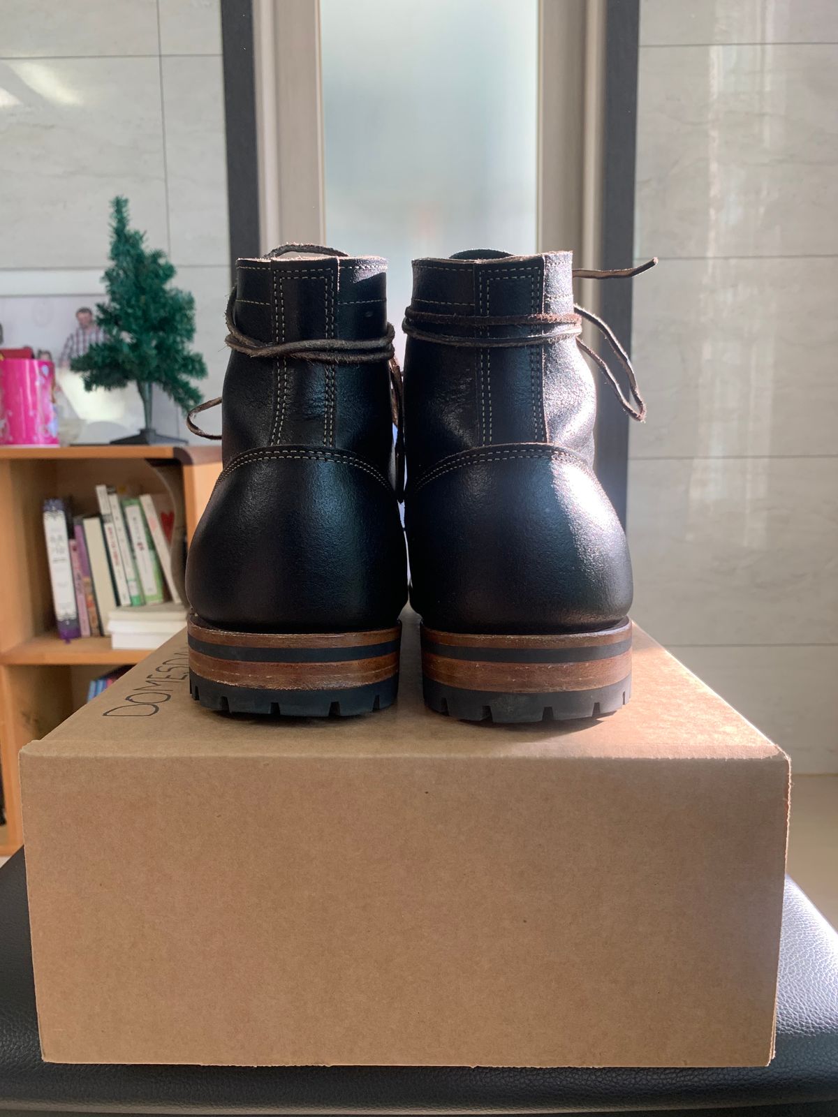 Photo by eggieman on November 5, 2024 of the Truman Cap Toe Boot in Horween Black Waxed Flesh.