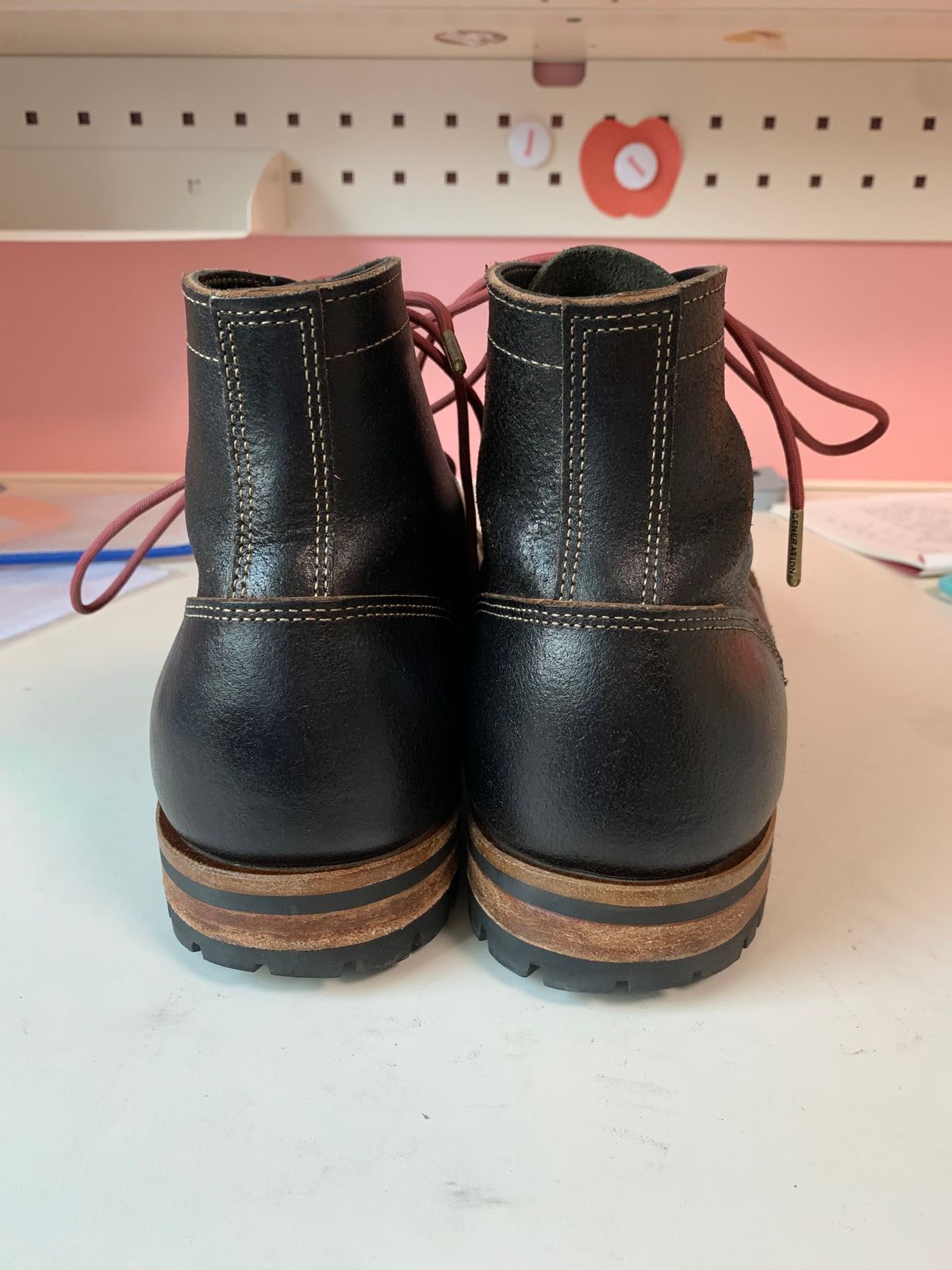 Photo by eggieman on April 4, 2025 of the Truman Cap Toe Boot in Horween Black Waxed Flesh.