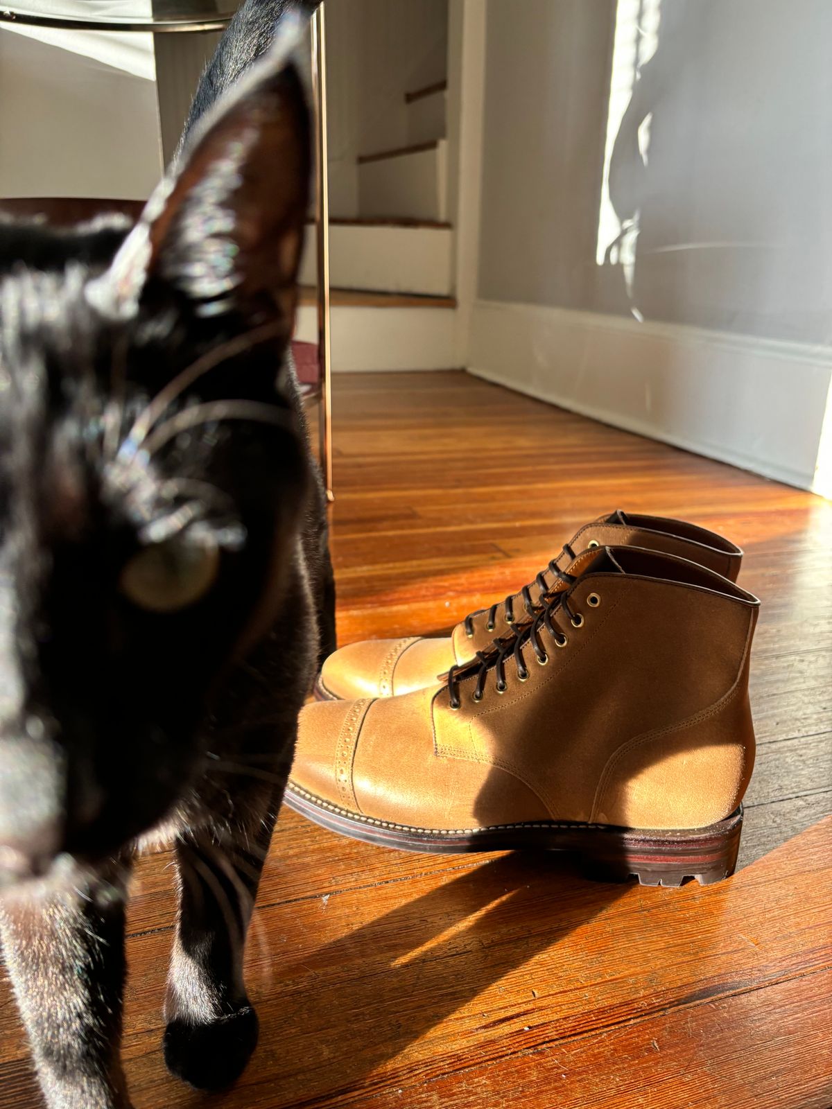 Photo by ccasenhiser on October 6, 2024 of the Grant Stone Garrison Boot in C.F. Stead Natural Waxy Commander Suede.
