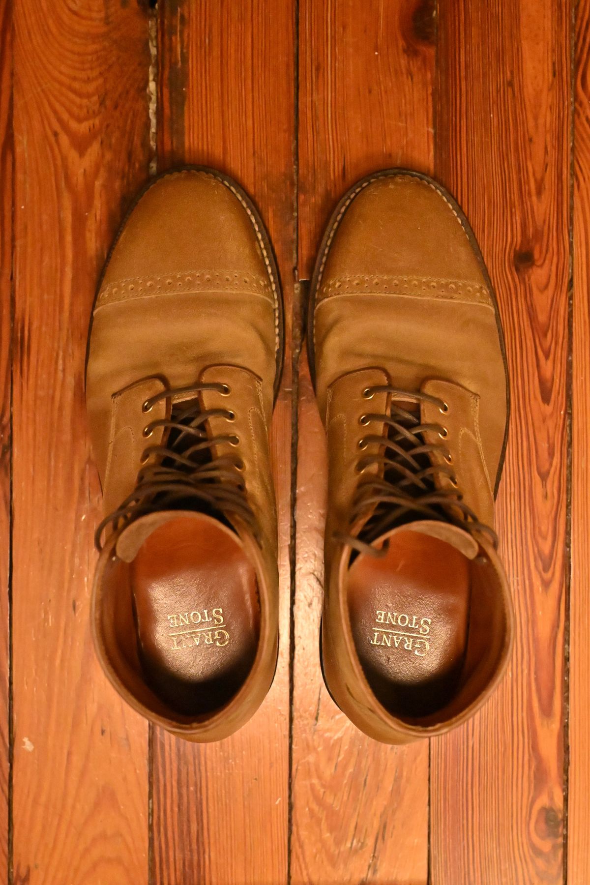 Photo by ccasenhiser on November 6, 2024 of the Grant Stone Garrison Boot in C.F. Stead Natural Waxy Commander Suede.