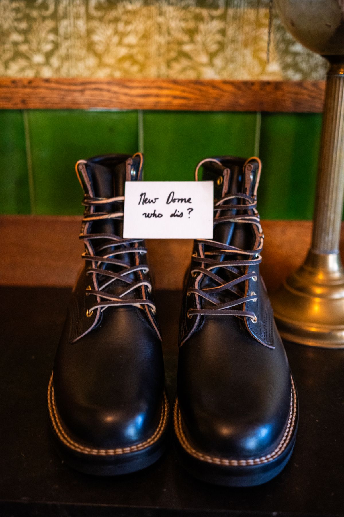 Photo by ccasenhiser on October 5, 2025 of the Nicks Nicks's x Nobleman’s Apothacary Maverick Boot in Horween Black Chromexcel.