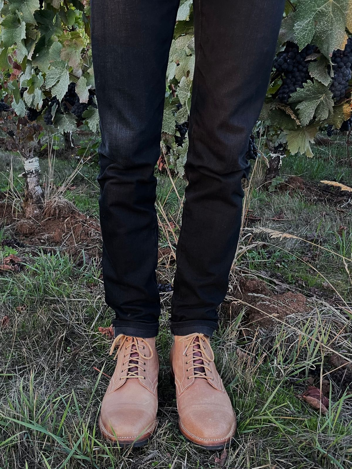 Photo by ccasenhiser on October 2, 2023 of the Flame Panda Service Boot in Natural Roughout Horsebutt.