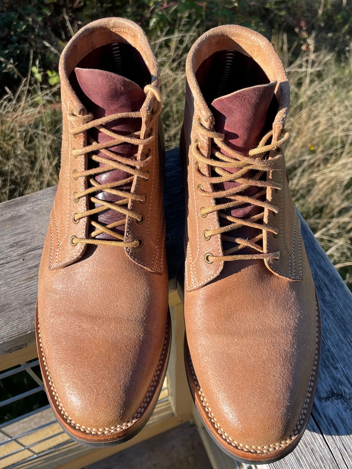 Photo by ccasenhiser on October 2, 2023 of the Flame Panda Service Boot in Natural Roughout Horsebutt.
