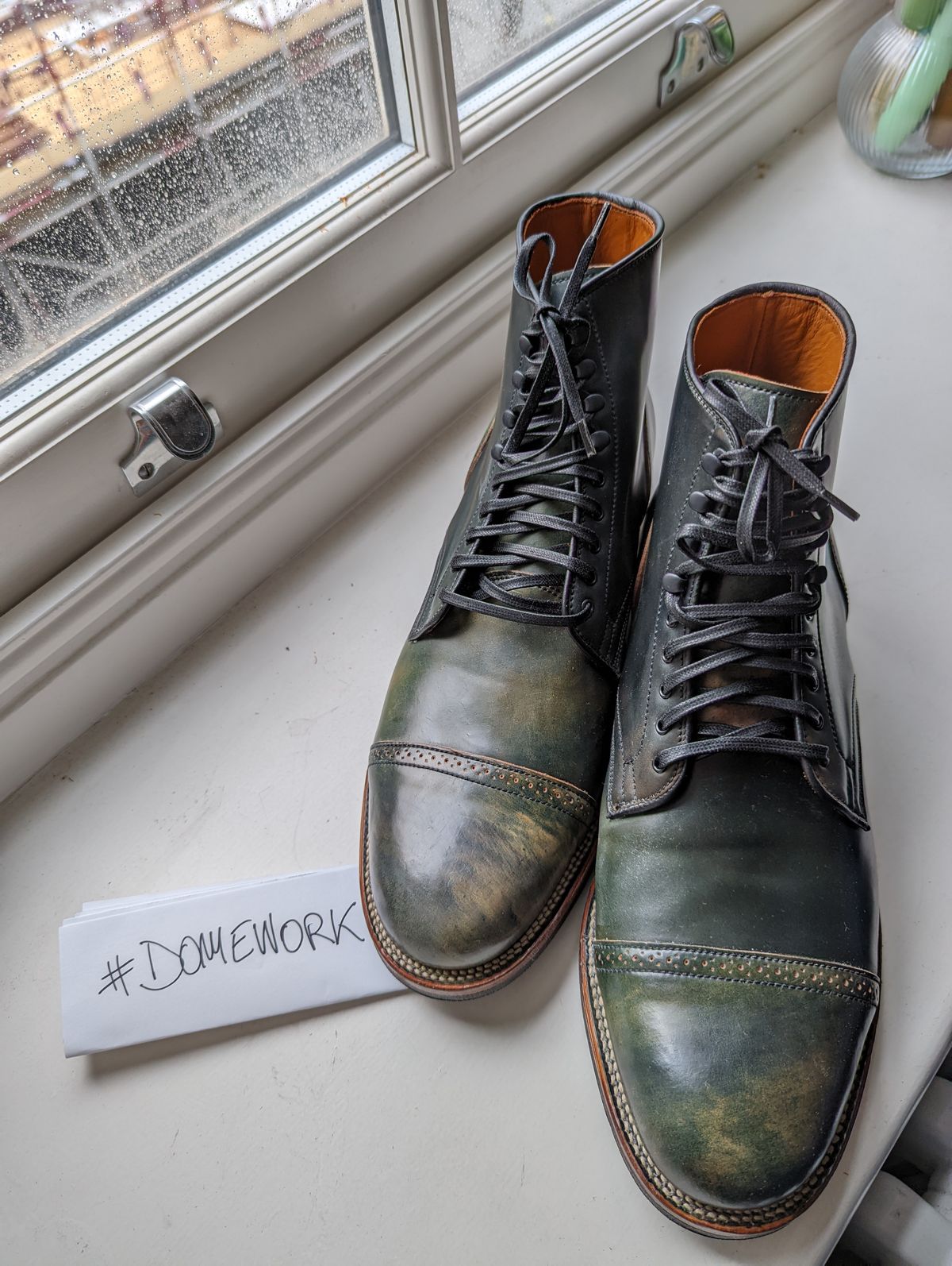Photo by jugulle on October 5, 2022 of the Viberg Service Boot BCT in Horween Black Scuffed Shell Cordovan.