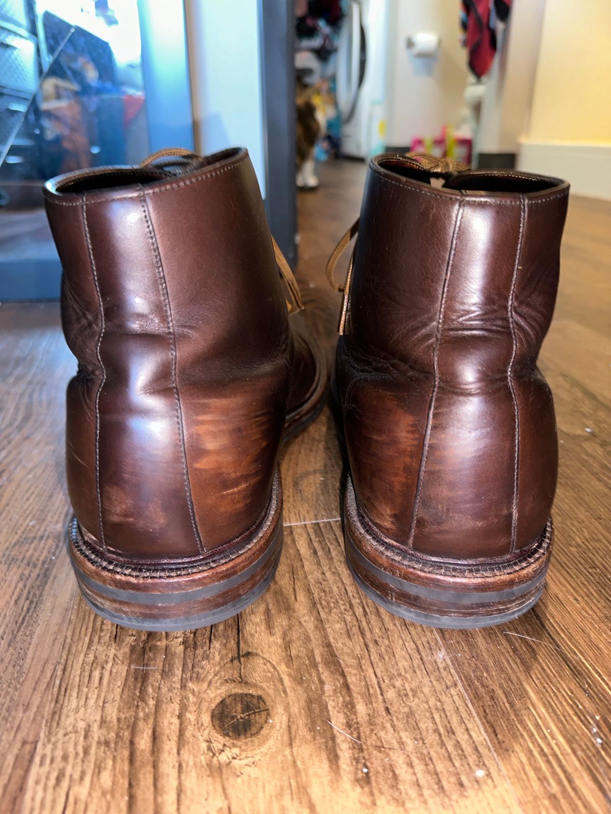 Photo by _cryptid_jack on March 1, 2024 of the Grant Stone Cap Toe Boot in Horween Crimson Chromexcel.