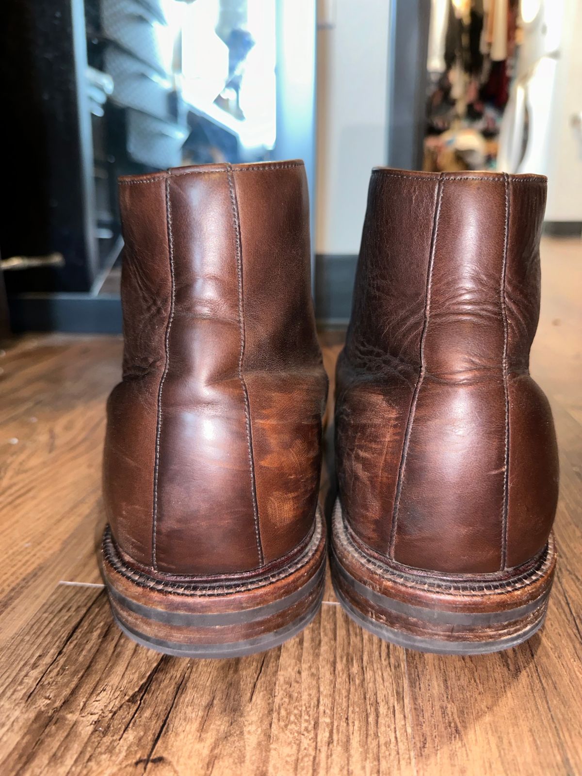 Photo by _cryptid_jack on April 1, 2024 of the Grant Stone Cap Toe Boot in Horween Crimson Chromexcel.