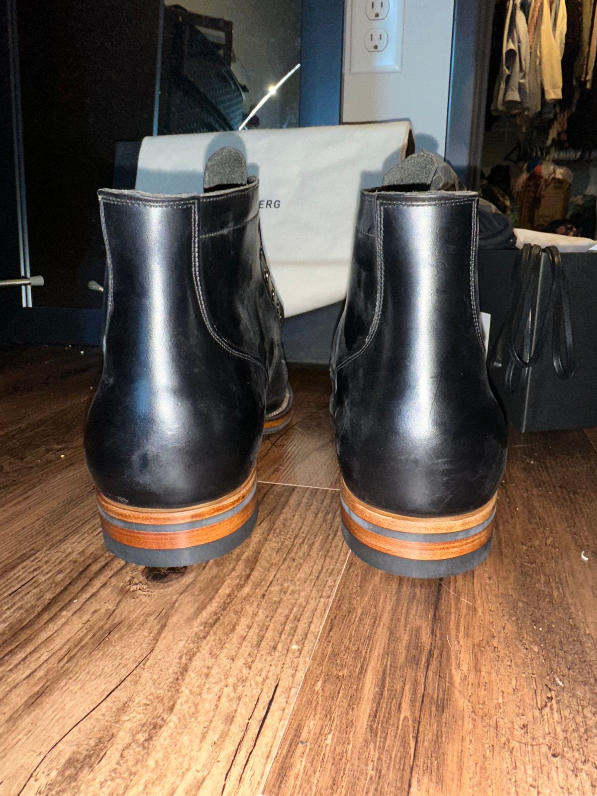 Photo by _cryptid_jack on October 1, 2024 of the Viberg Service Boot in Horween Black Chromexcel.