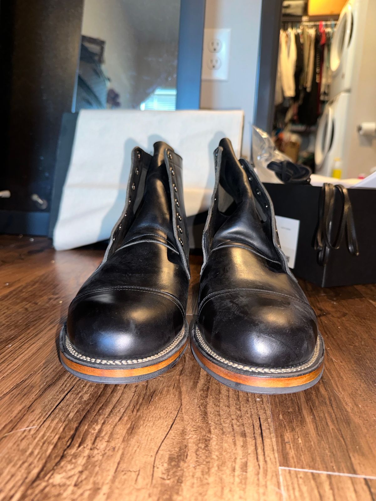 Photo by _cryptid_jack on October 1, 2024 of the Viberg Service Boot in Horween Black Chromexcel.