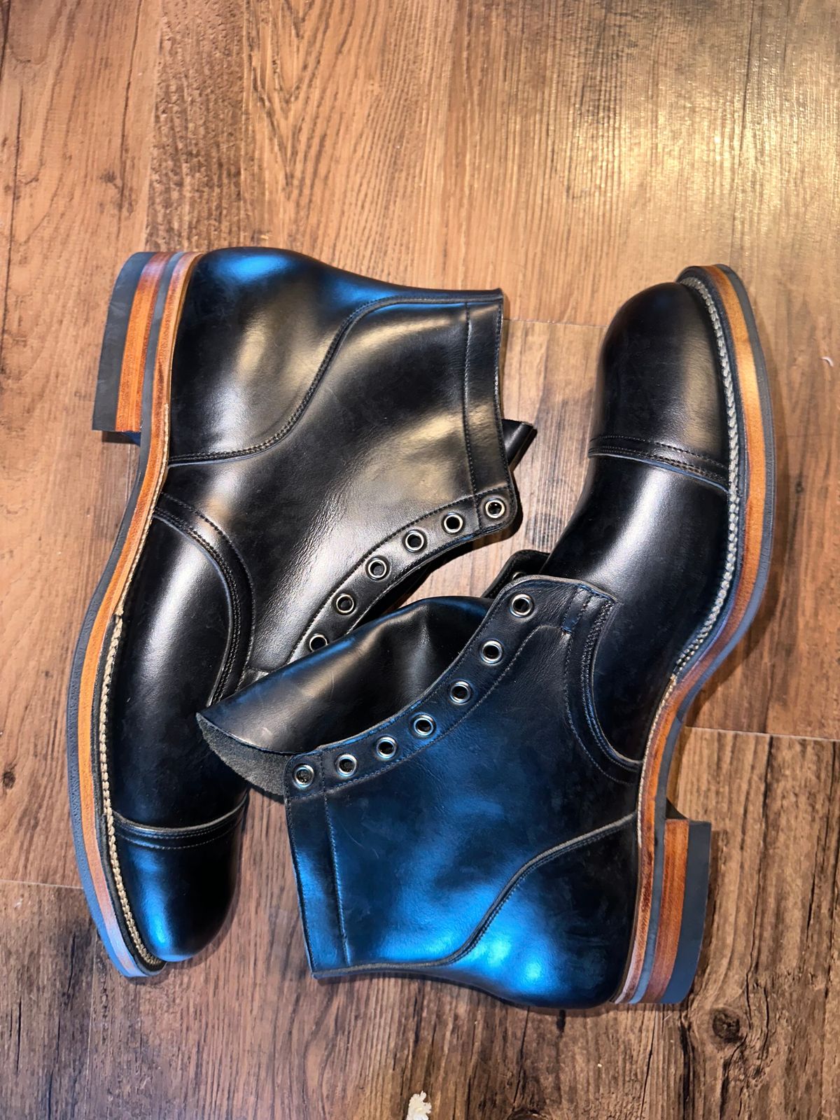 Photo by _cryptid_jack on October 1, 2024 of the Viberg Service Boot in Horween Black Chromexcel.