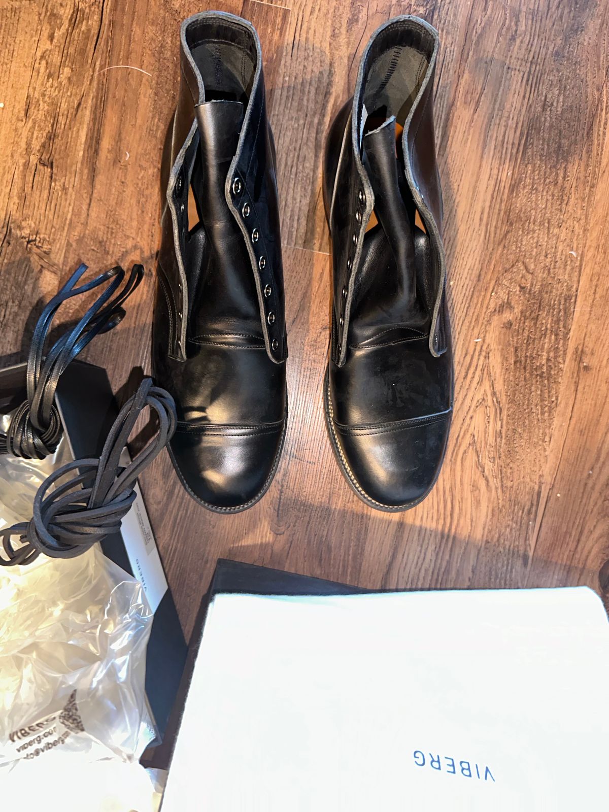 Photo by _cryptid_jack on October 1, 2024 of the Viberg Service Boot in Horween Black Chromexcel.