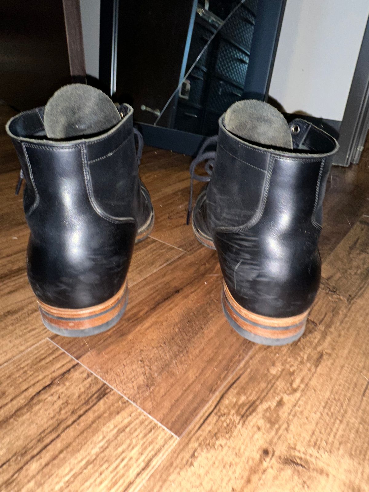 Photo by _cryptid_jack on November 3, 2024 of the Viberg Service Boot in Horween Black Chromexcel.