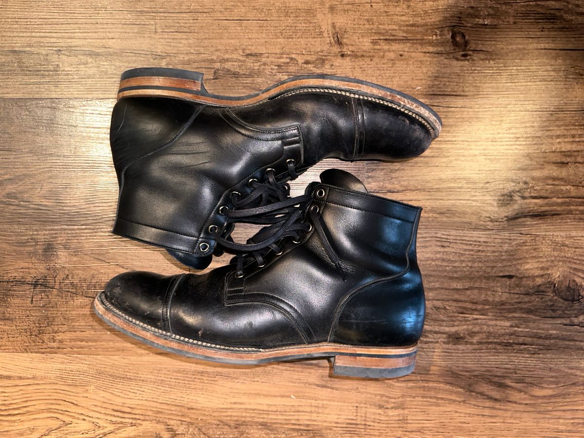 Photo by _cryptid_jack on November 3, 2024 of the Viberg Service Boot in Horween Black Chromexcel.