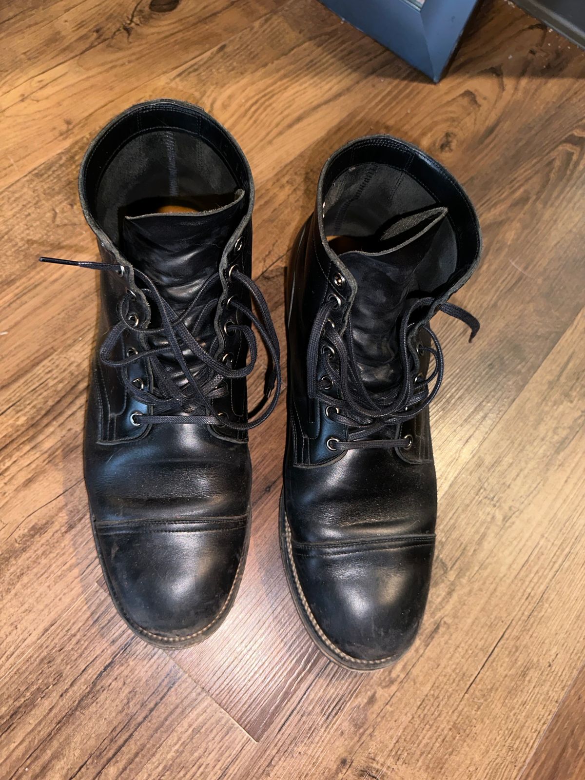 Photo by _cryptid_jack on November 3, 2024 of the Viberg Service Boot in Horween Black Chromexcel.