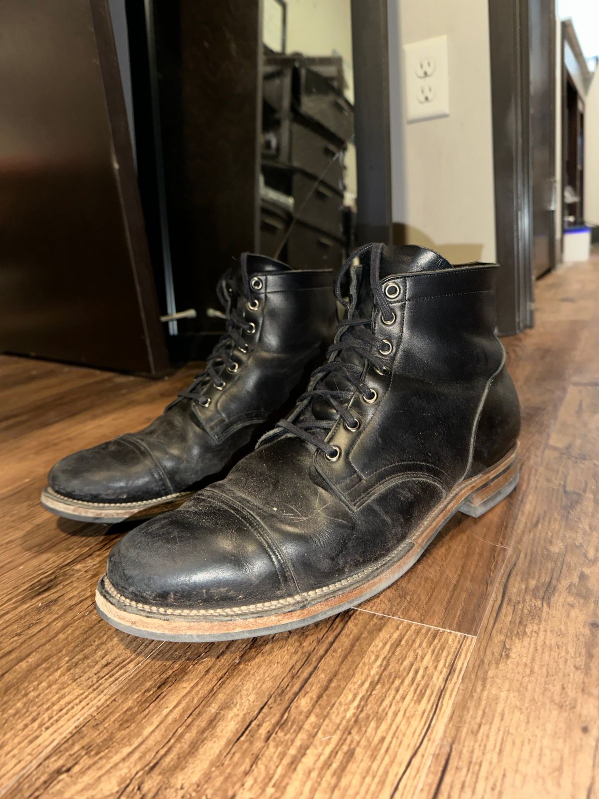 Photo by _cryptid_jack on December 2, 2024 of the Viberg Service Boot in Horween Black Chromexcel.