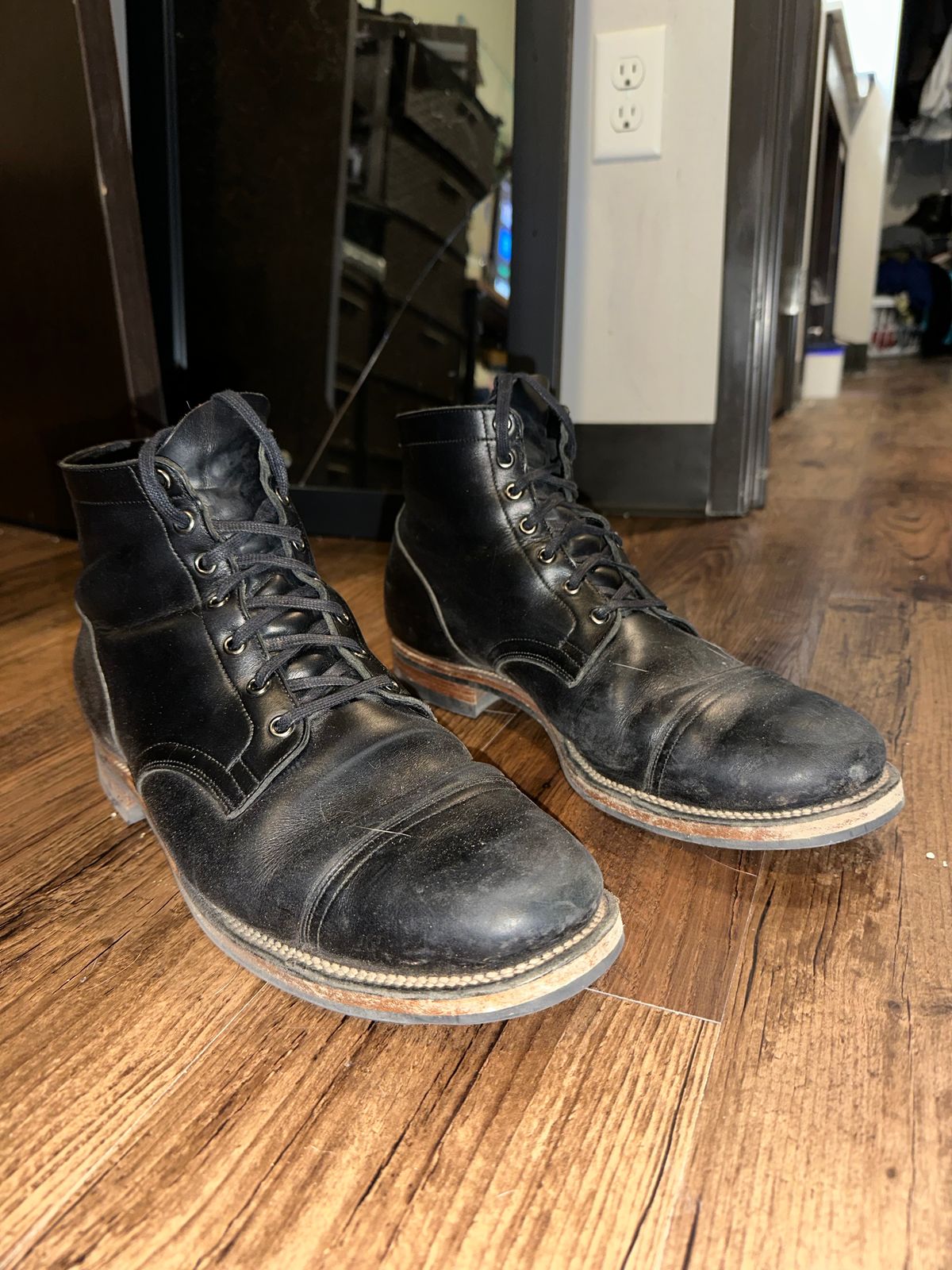 Photo by _cryptid_jack on December 2, 2024 of the Viberg Service Boot in Horween Black Chromexcel.