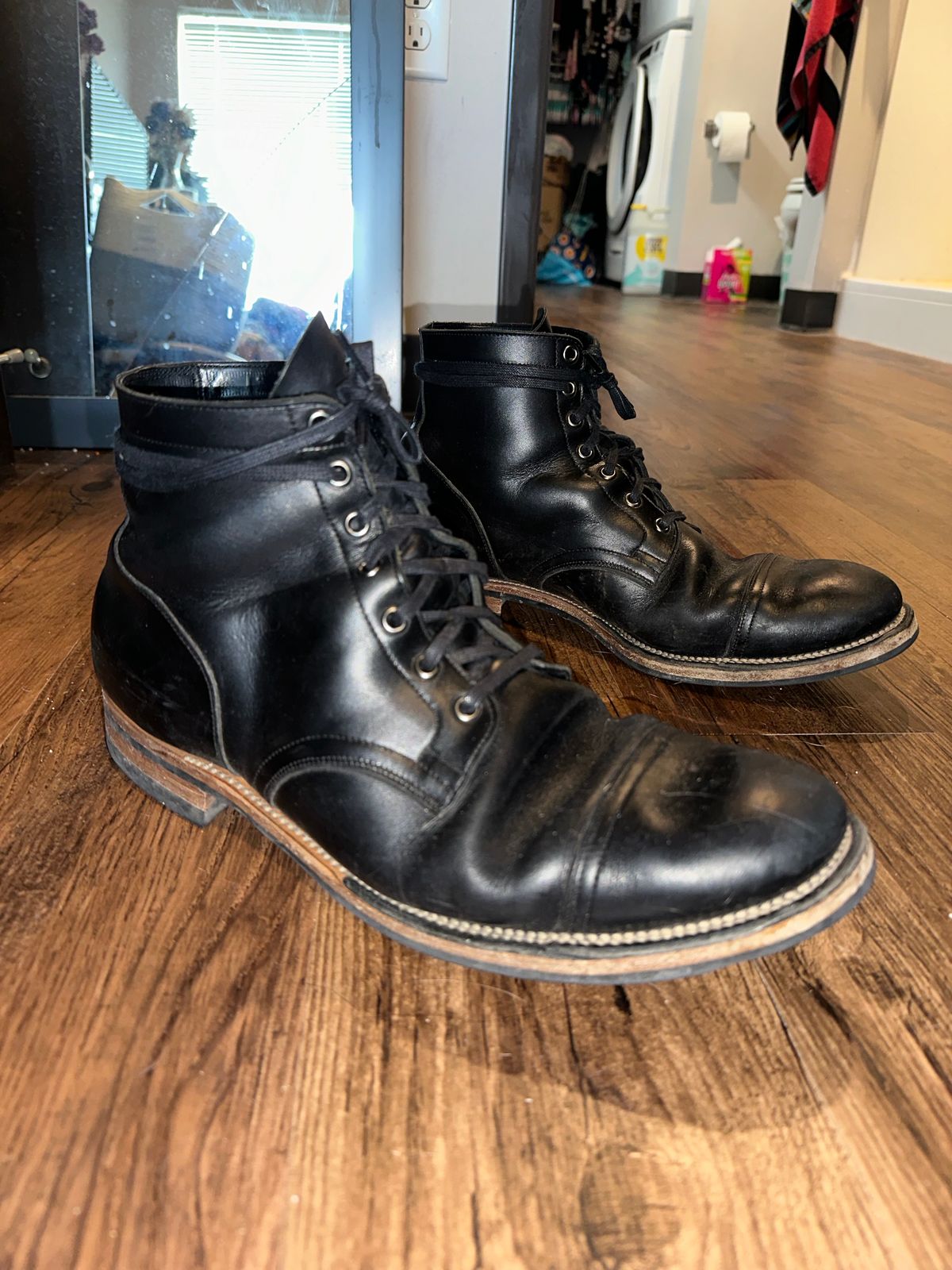 Photo by _cryptid_jack on January 1, 2025 of the Viberg Service Boot in Horween Black Chromexcel.