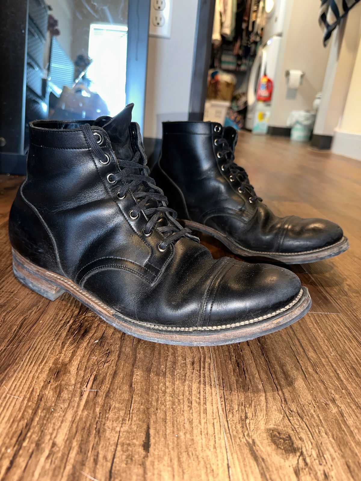 Photo by _cryptid_jack on February 2, 2025 of the Viberg Service Boot in Horween Black Chromexcel.