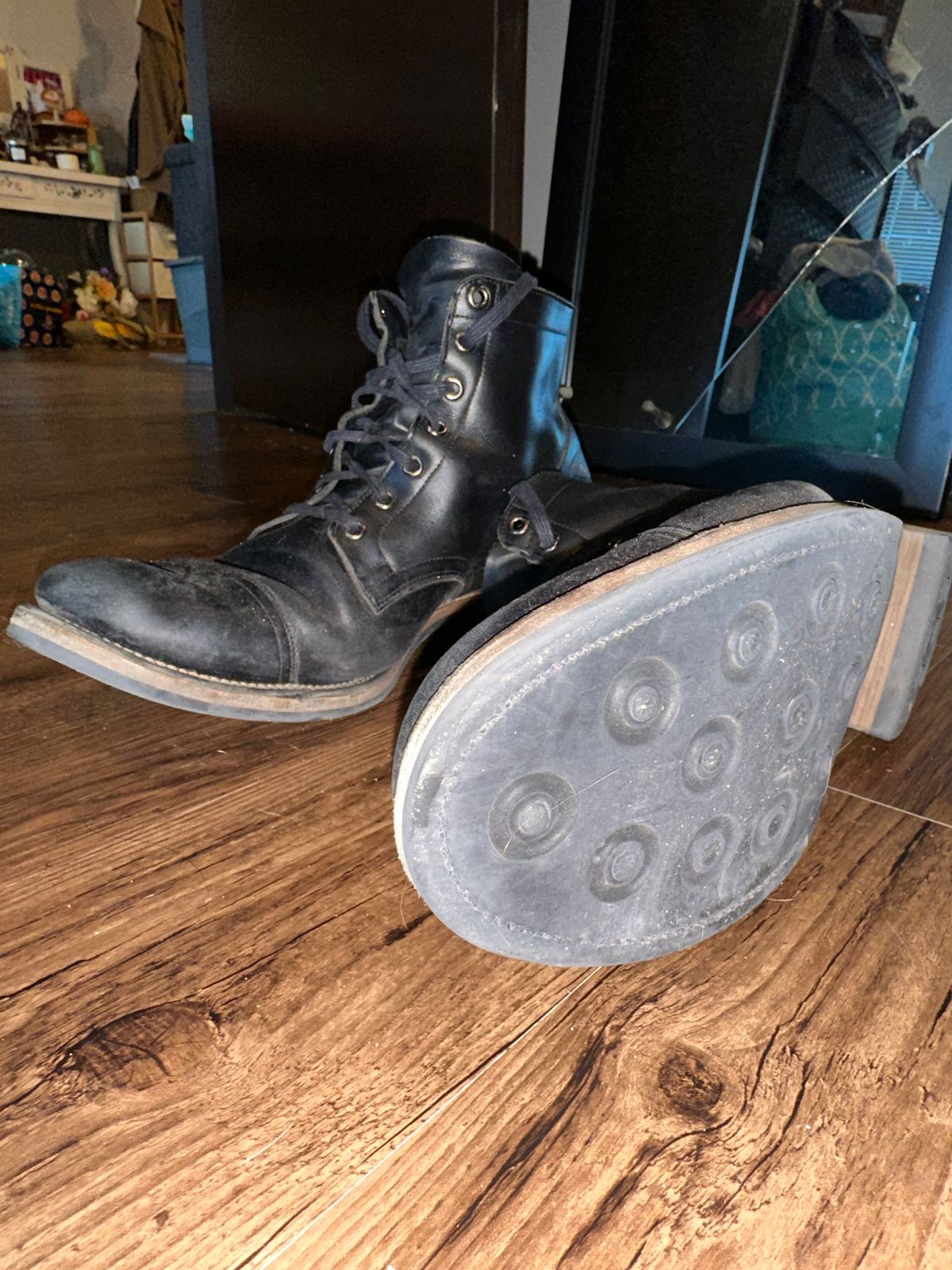 Photo by _cryptid_jack on March 3, 2025 of the Viberg Service Boot in Horween Black Chromexcel.