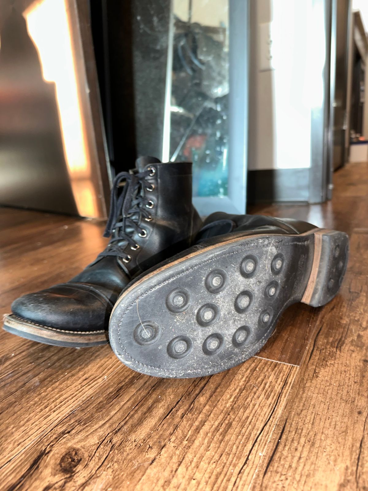 Photo by _cryptid_jack on March 31, 2025 of the Viberg Service Boot in Horween Black Chromexcel.