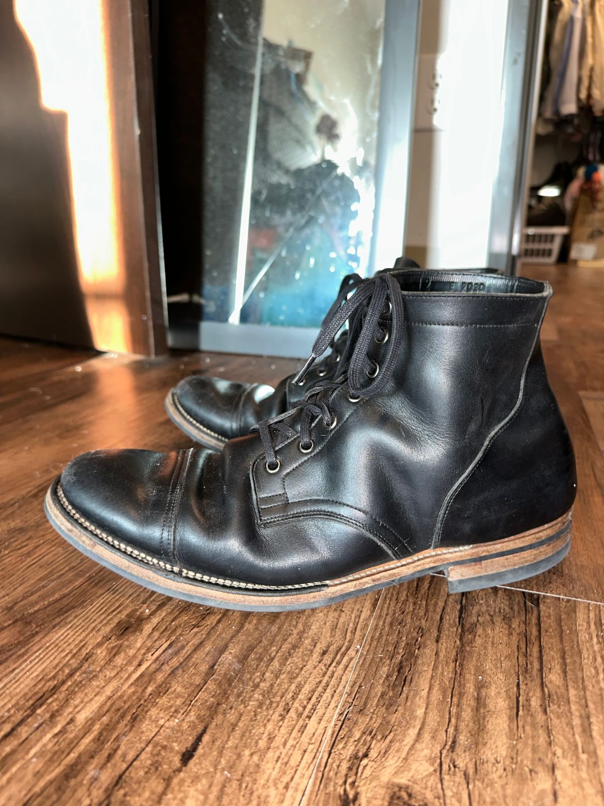 Photo by _cryptid_jack on March 31, 2025 of the Viberg Service Boot in Horween Black Chromexcel.