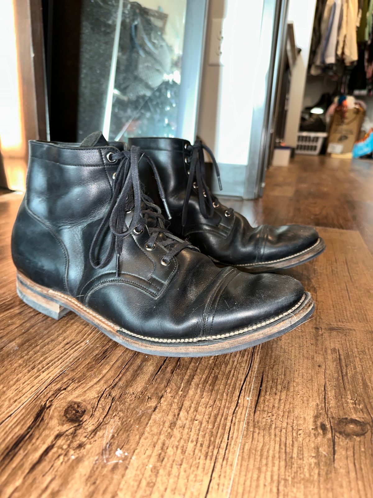 Photo by _cryptid_jack on March 31, 2025 of the Viberg Service Boot in Horween Black Chromexcel.