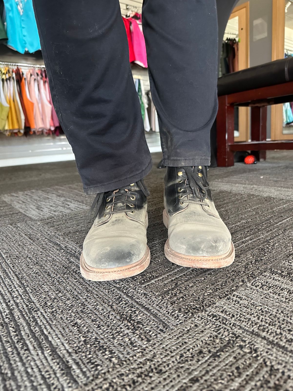 Photo by _cryptid_jack on August 21, 2023 of the Grant Stone Diesel Boot in Horween Black Chromexcel.