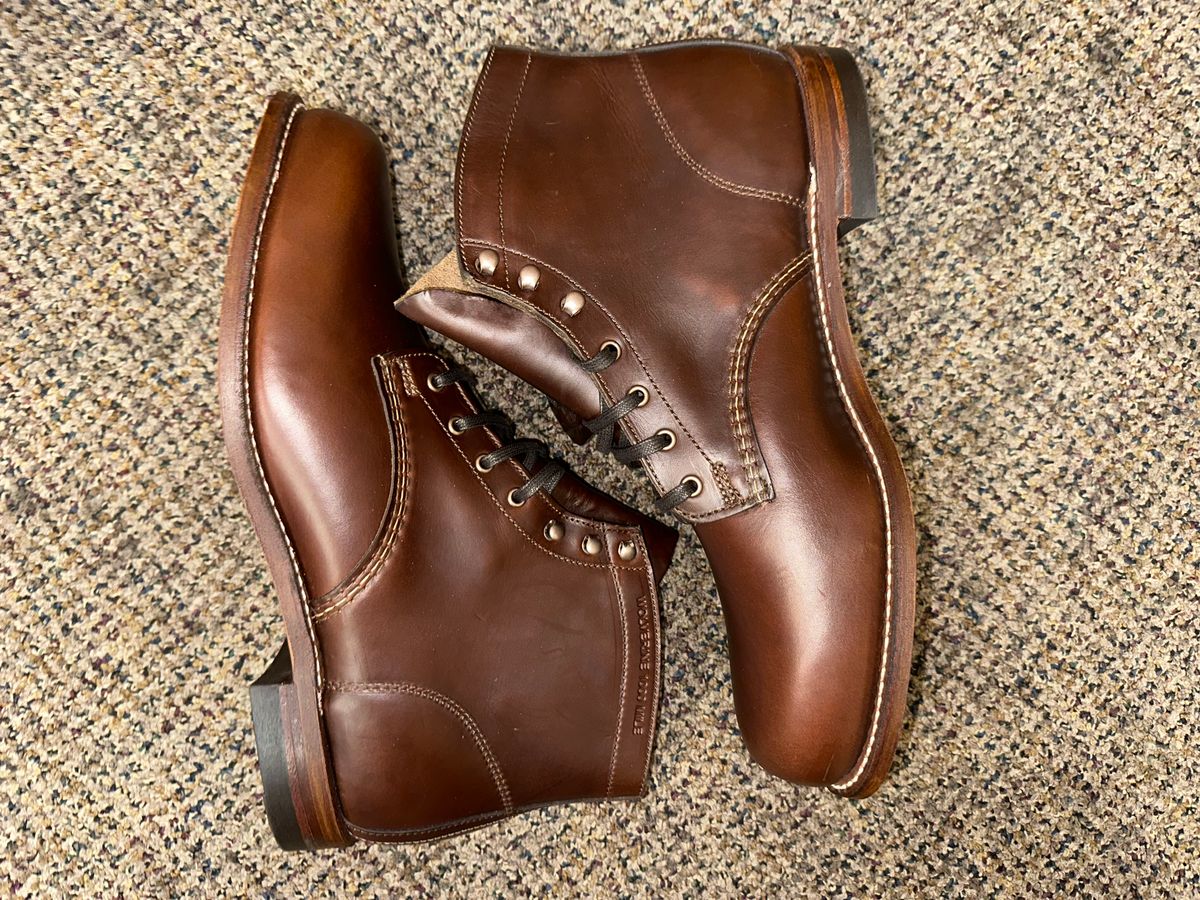 Photo by _cryptid_jack on July 2, 2025 of the Wolverine 1000 Mile Plain-Toe Boot in Horween Brown Chromexcel.
