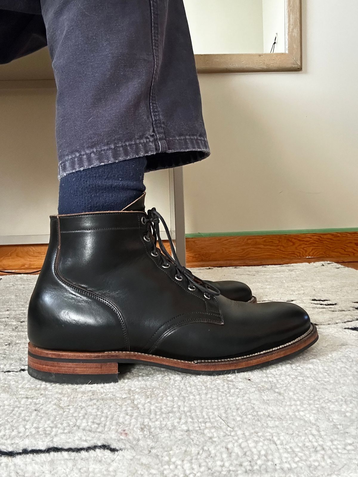 Photo by cjhill1 on October 29, 2024 of the Viberg Service Boot in Horween Black Chromexcel.