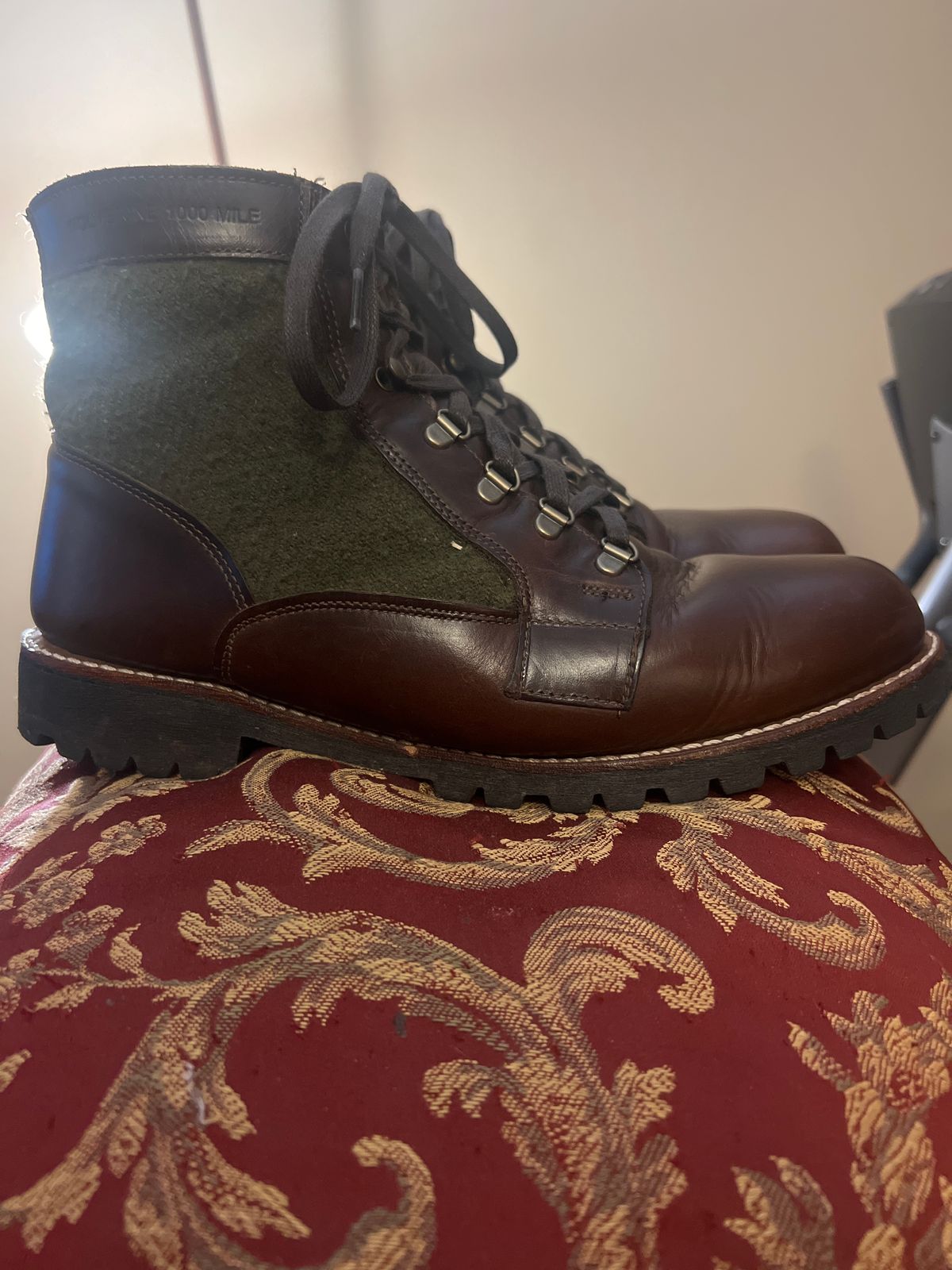 Photo by Trickmasterno1 on March 13, 2023 of the Wolverine Faribault x 1000 Mile Plain-Toe Rugged Boot in Horween Brown Chromexcel.