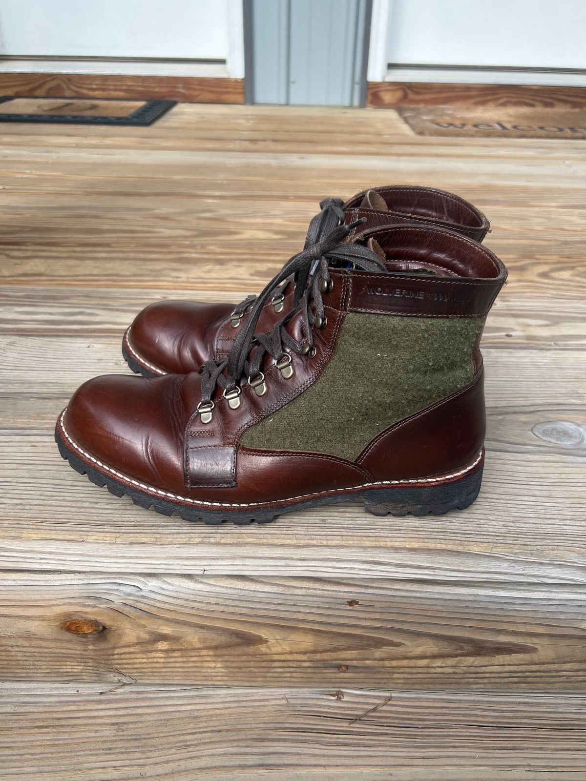 Photo by Trickmasterno1 on May 15, 2023 of the Wolverine Faribault x 1000 Mile Plain-Toe Rugged Boot in Horween Brown Chromexcel.