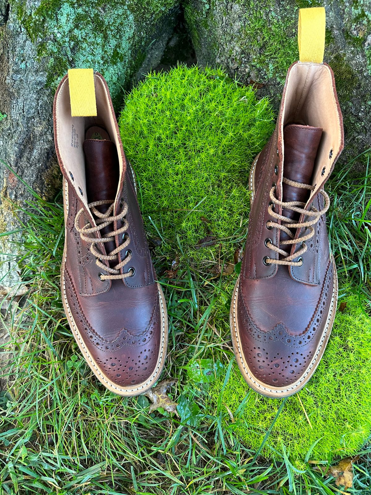 Photo by Ohmayer on October 1, 2023 of the Tricker's Stow Country Boot in C.F. Stead Bordeaux Oiled Shoulder.