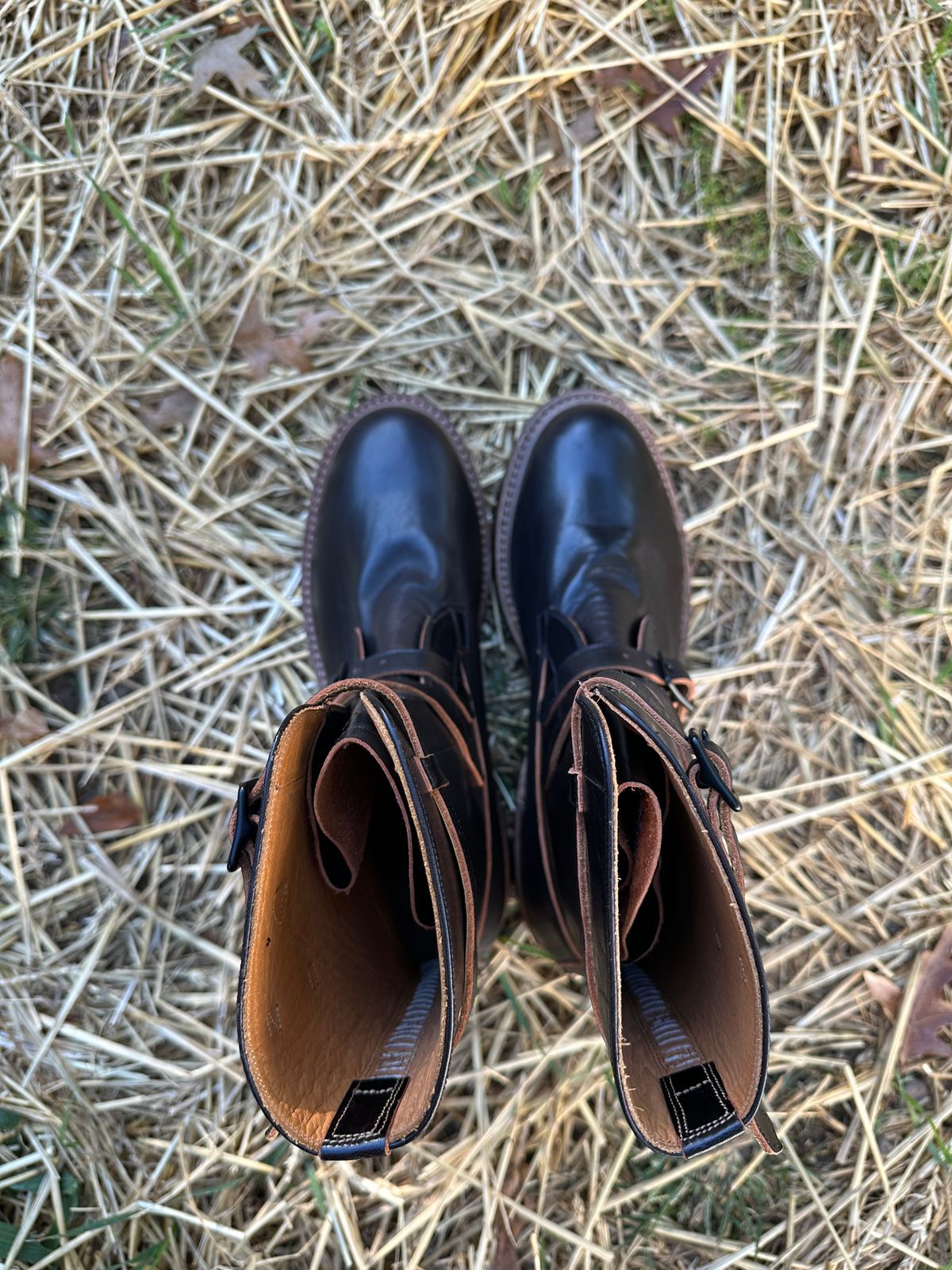Photo by Ohmayer on October 1, 2025 of the Eastman Leather Tanker Boots in Black Horsehide.