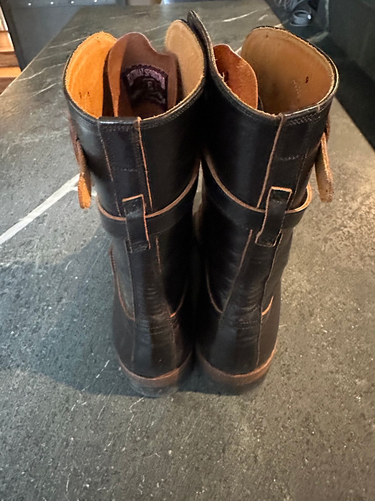 Photo by Ohmayer on November 3, 2025 of the Eastman Leather Tanker Boots in Black Horsehide.
