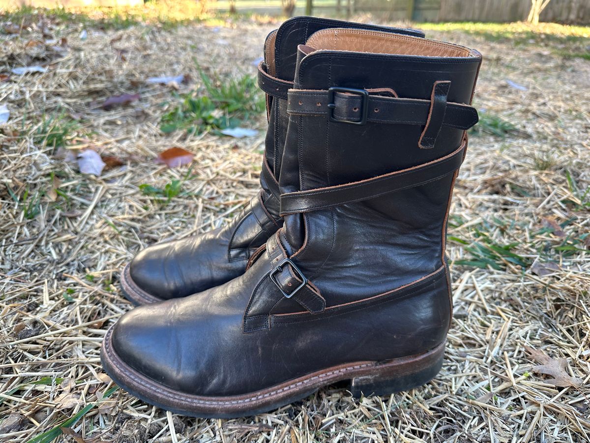 Photo by Ohmayer on December 3, 2025 of the Eastman Leather Tanker Boots in Black Horsehide.