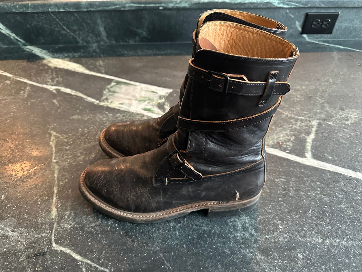Photo by Ohmayer on January 2, 2026 of the Eastman Leather Tanker Boots in Black Horsehide.