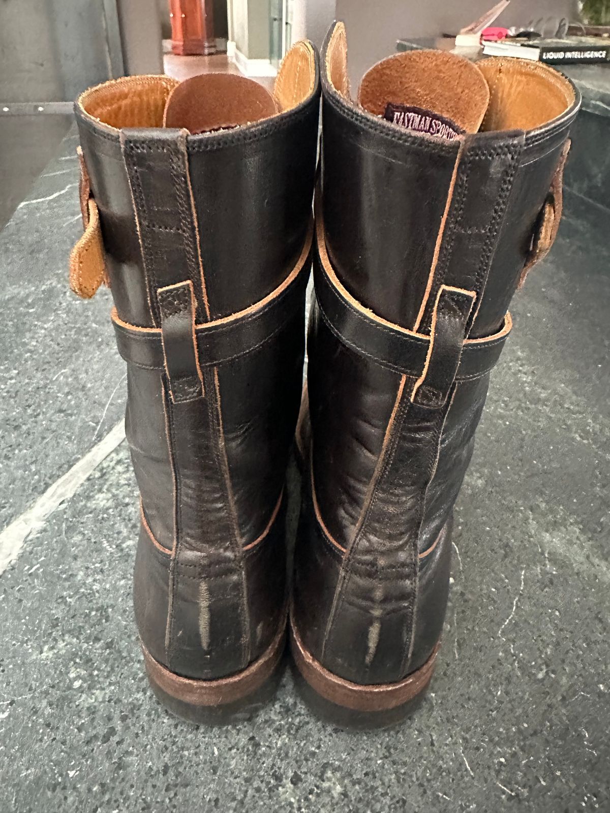 Photo by Ohmayer on January 28, 2026 of the Eastman Leather Tanker Boots in Black Horsehide.