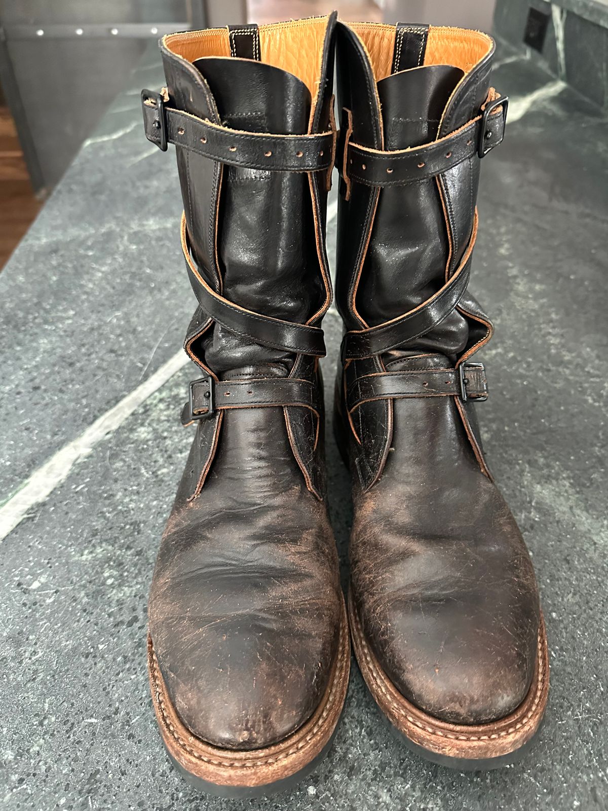 Photo by Ohmayer on January 28, 2026 of the Eastman Leather Tanker Boots in Black Horsehide.