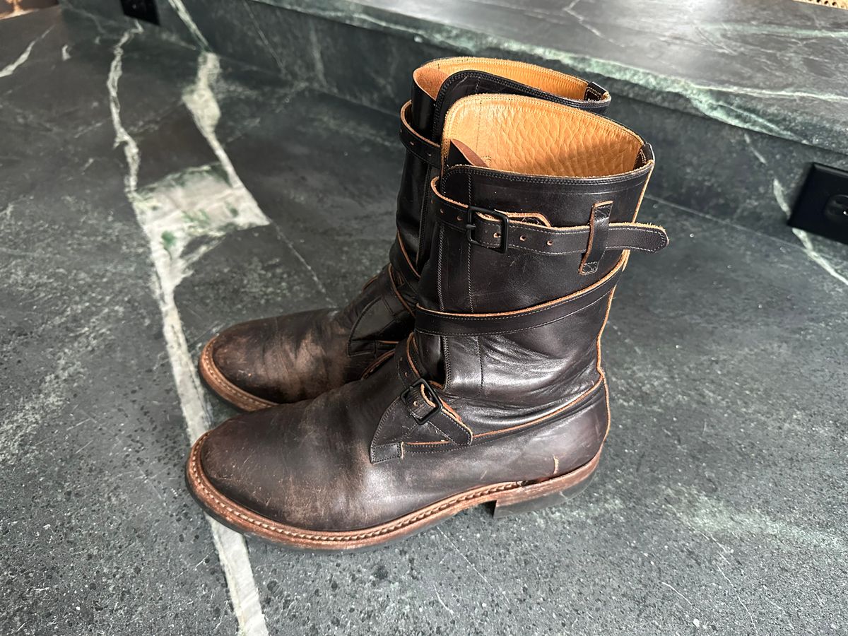 Photo by Ohmayer on January 28, 2026 of the Eastman Leather Tanker Boots in Black Horsehide.